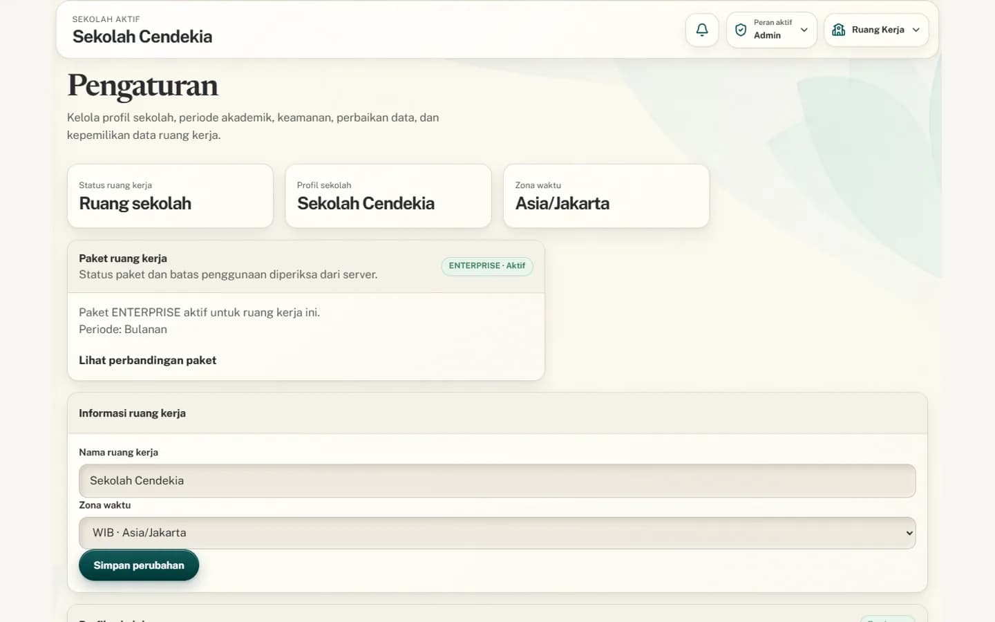 Persiapan kelas pada Guru Worktool dengan data contoh